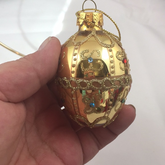 Vintage GKI/Bethlehem Glass Egg shaped embellished Christmas Ornament - Picture 4 of 7